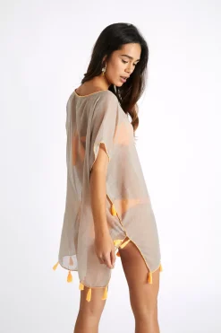BEACHWEAR PONCHO Beige CUMBIA FARFALA