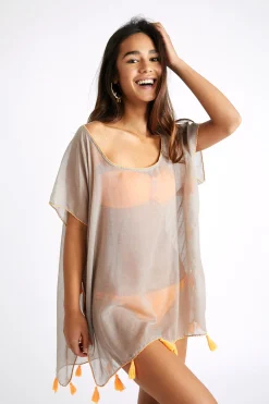 BEACHWEAR PONCHO Beige CUMBIA FARFALA