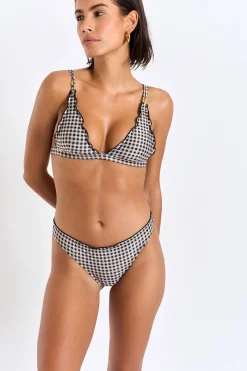 Glamo & Camana Delvina two-piece black gingham swimsuit