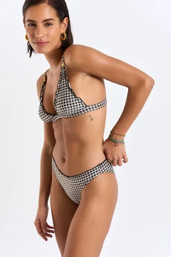 Glamo & Camana Delvina two-piece black gingham swimsuit