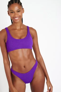 JUSTIN & NAIDA POPCORN purple scrunchy bikini