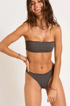 NOTO & MIA MESHWORK khaki two-piece swimsuit