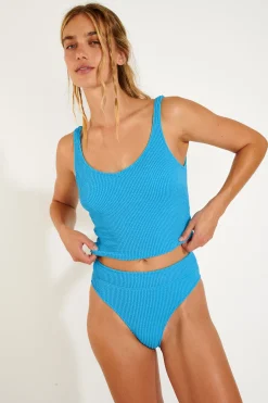 TIAMO & MANHA POPCORN blue tankini swimsuit
