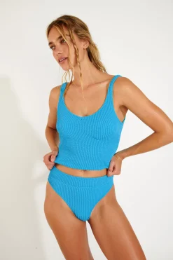 TIAMO & MANHA POPCORN blue tankini swimsuit